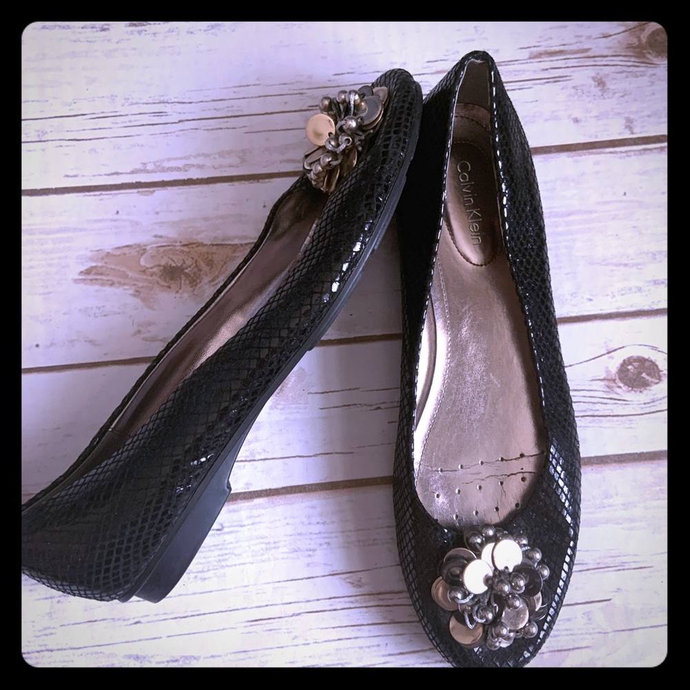 Calvin Klein Maxee snake print leather ballet flat
